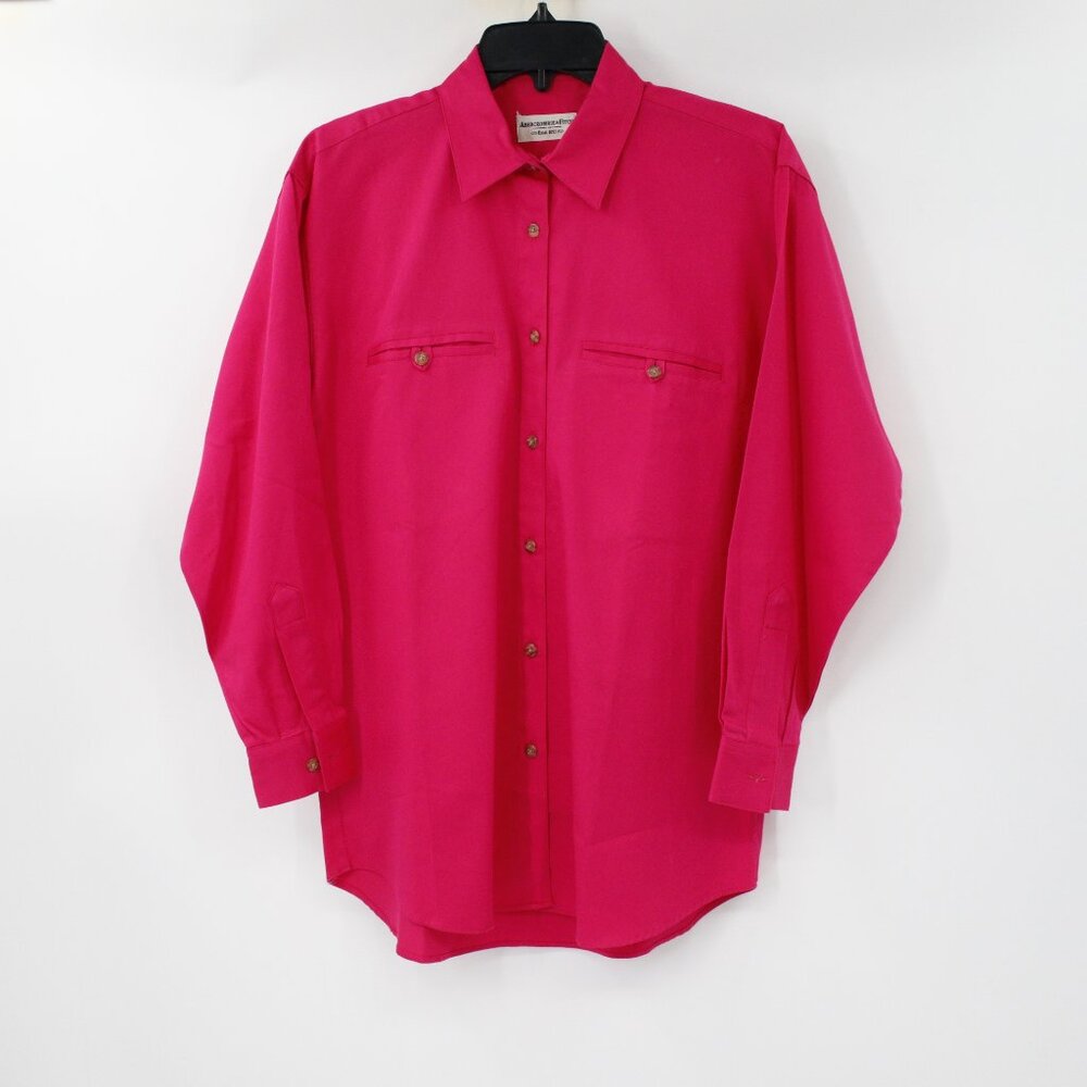 Vintage Abercrombie & Fitch Shirt Womens Small Button Up Twill Long Sleeve Pink